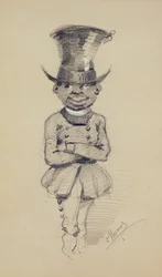 Pan młody w cylindrze, 1857 (czarna i biała kreda na papierze)